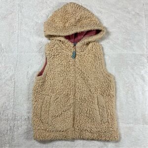 Mini Boden Girls 3-4Y Oatmeal Beige Sherpa Hooded Vest